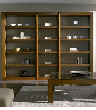 Librería de estilo contemporáneo en nogal Terve
