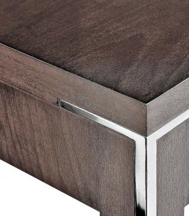 Mesita moderna de nogal 1 cajón Akita, detalle