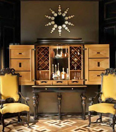 Mueble bar clásico Muscen, abierto