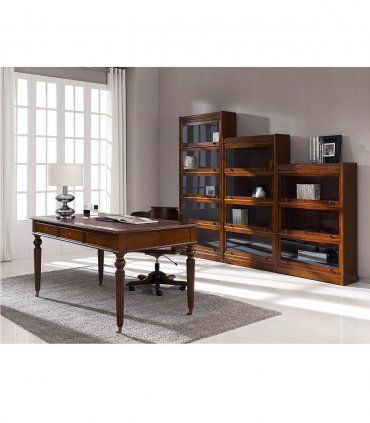 Librero clásico de nogal 5 puertas Bergen de Ámbar Muebles.
