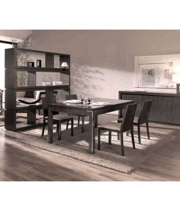 Librería moderna de nogal Gero, comedor