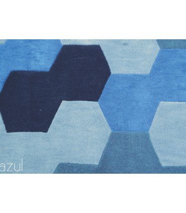 Alfombra Moderna Polígonos Azul de Ámbar Muebles
