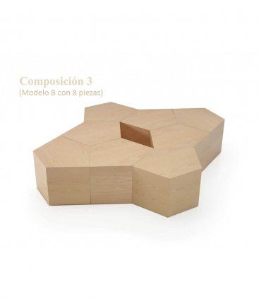 Mesa centro modular multifunción Nicereta, modelo B con 8 piezas