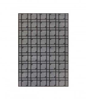 Alfombra moderna de lana 100% Arenal gris-negro