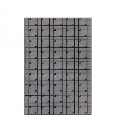 Alfombra moderna de lana 100% Arenal gris-negro