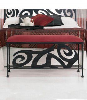 Banqueta pie de cama forja Hojas