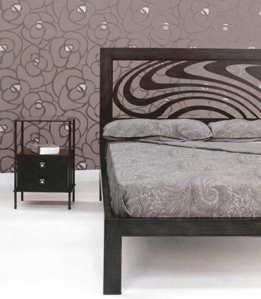 Mesita de noche moderna en forja Ondas, cama