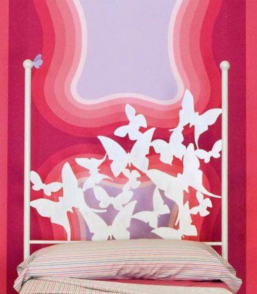 Dormitorio juvenil en forja Mariposas, cabecero