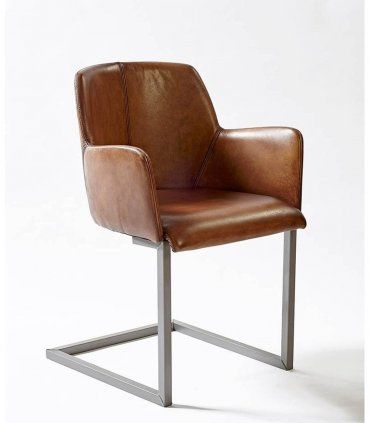 Silla en piel y metal vintage Mariven