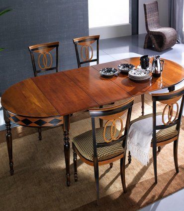 Consola ampliable a mesa clásica Riviers, decorada abierta