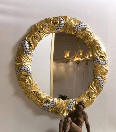 Cómoda panzuda decorada Venezia, espejo