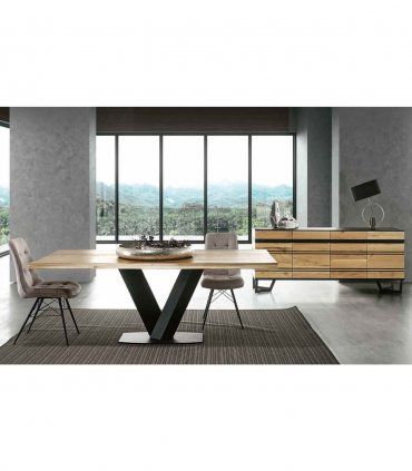 Mesa de comedor moderna pata central Goyaa, comedor
