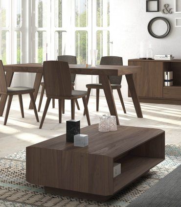 Mesa de centro moderna Gravente, nogal