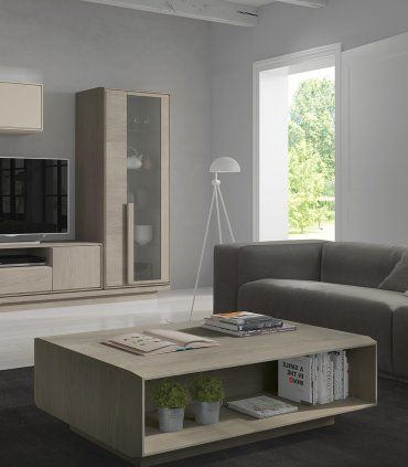 Mesa de centro moderna Gravente, roble