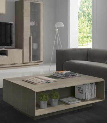 Mesa de centro moderna Gravente, roble