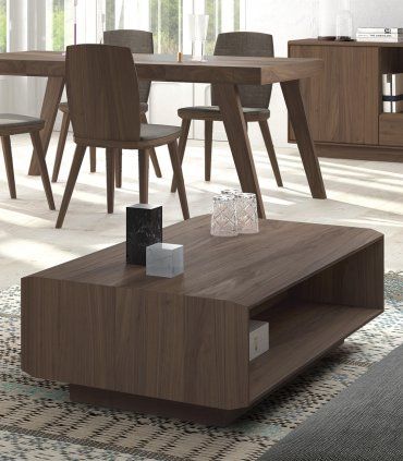 Mesa de centro moderna Gravente, nogal