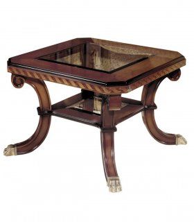 Mesa de centro clásica con marquetería Albéniz, de rincón