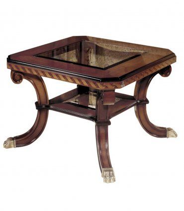 Mesa de centro clásica con marquetería Albéniz, de rincón