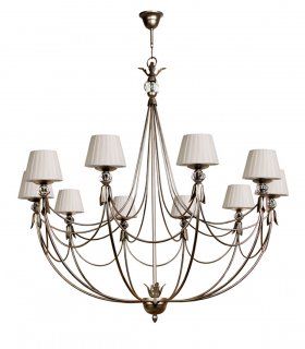 Lámpara clásica 10 luces Omaha, acabado plata vieja