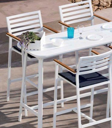 Mesa y taburetes altos Marin