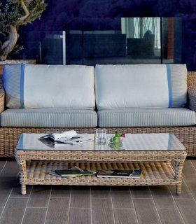Mesa centro de terraza en rattán Santei