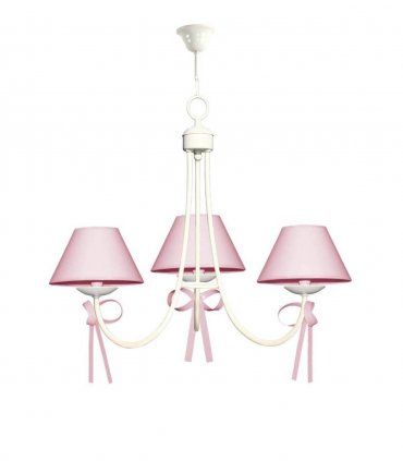 Lámpara infantil 3 luces Lazo, acabado blanco y lazo rosa