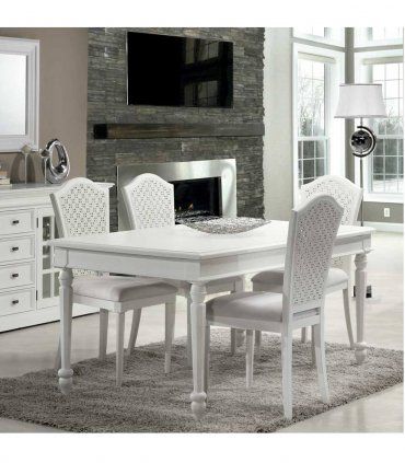 Mesa de comedor clásica blanca Bari