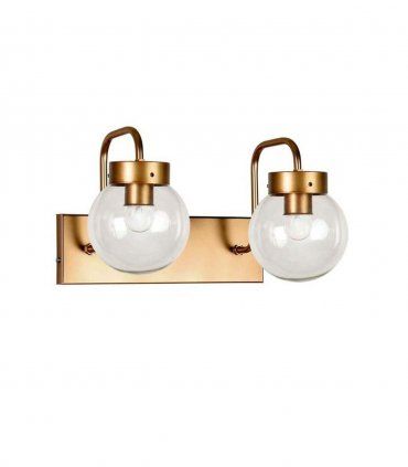 Aplique de pared 2 luces Kepa, acabado oro viejo