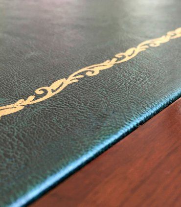 Mesa de escritorio vintage Panter, detalle del tapete