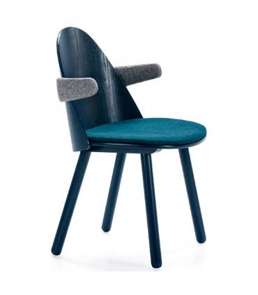 Silla moderna con brazos Uma, azul marino