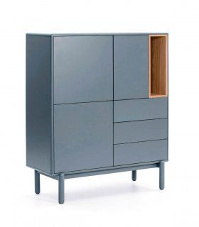 Aparador alto de diseño moderno Corvo, gris perla