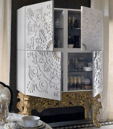 Mueble bar Alexandra, talla oro anticuario