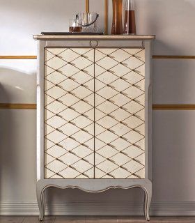 Mueble bar decorado rombos marfil