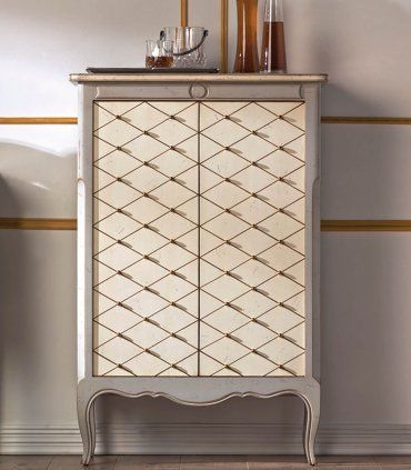 Mueble bar decorado rombos marfil