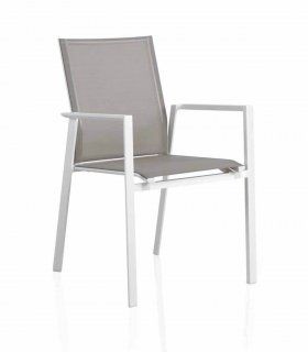 Silla blanca de jardín apilable Adiaván