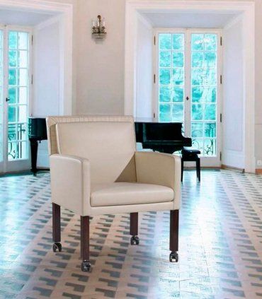 Sillón confidente de piel Zeya, blanco