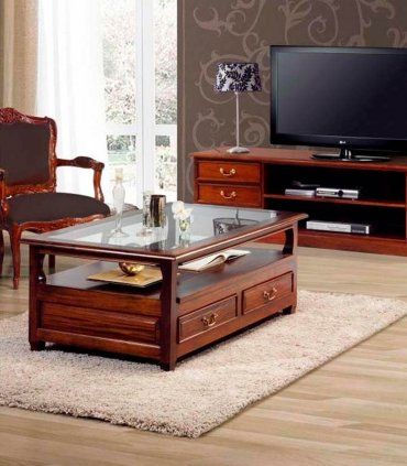 Mesa de centro rectangular clásica Acristalada, salón