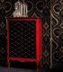Mueble bar decorado rombos rojo y negro