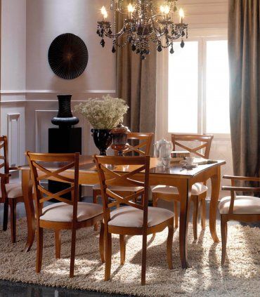 Mesa clásica de comedor rectangular Belsa
