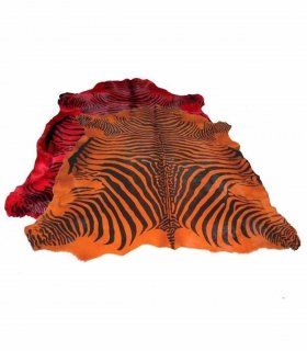 Alfombra Piel Cebra Rojo y Naranja