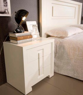 Mesita de noche blanca contemporánea Santer