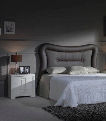 Mesita de noche blanca contemporánea Santer, dormitorio