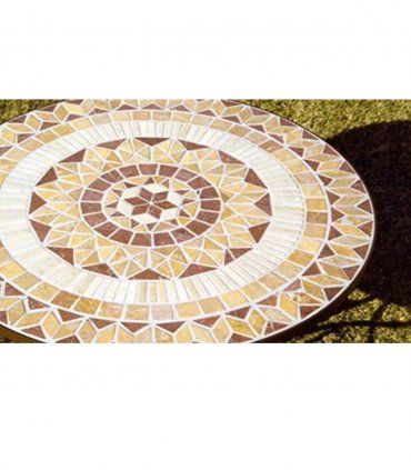 Mesa de jardín redonda Caeli, piedra natural mosaico