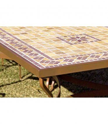 Mesa de jardín Idara, encimera piedra natural mosaico