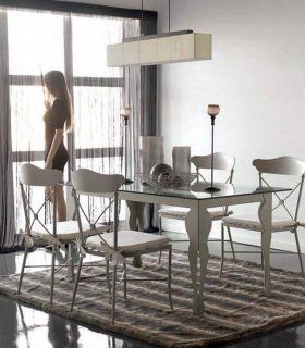 Mesa de comedor de forja Cesarino, blanca