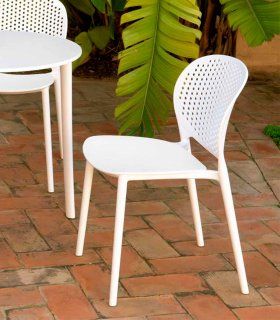 Silla de resina blanca para jardín Malta