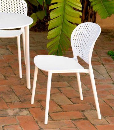 Silla de resina blanca para jardín Malta