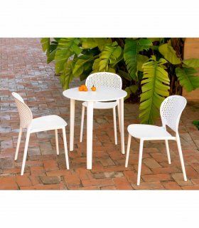 Mesa auxiliar blanca de jardín Malta