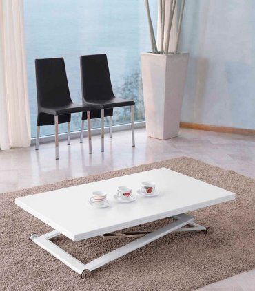 Mesa de centro elevable y extensible Tíber blanca