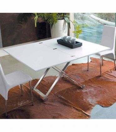 Mesa de centro elevable y extensible Volga blanca